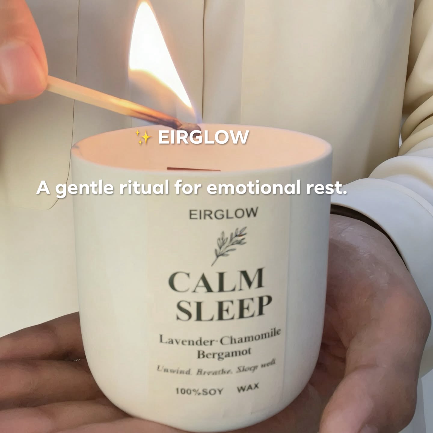 Calm Sleep Soy Candle for Anxiety & Better Sleep | EIRGLOW
